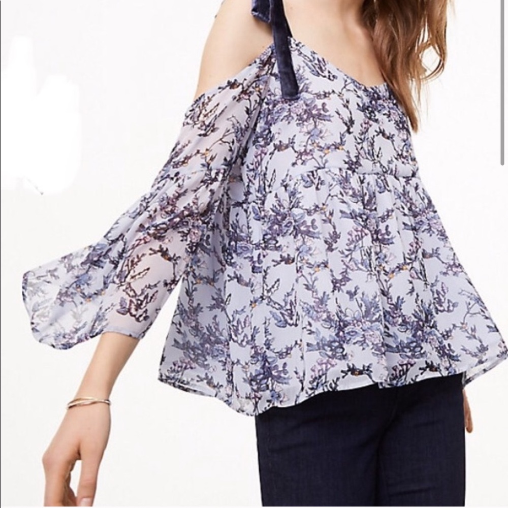 Loft Frosted Branch Cold Shoulder Top XL